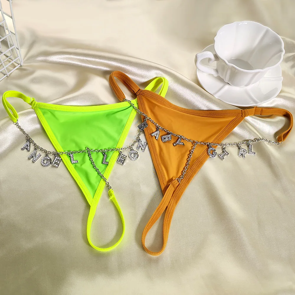 Sexy Personalisierte Bikini Kristall Brief Taille Körper Kette Unterwäsche Für Frauen Nach Schmuck Bikini Strand Party Geburtstag Geschenke