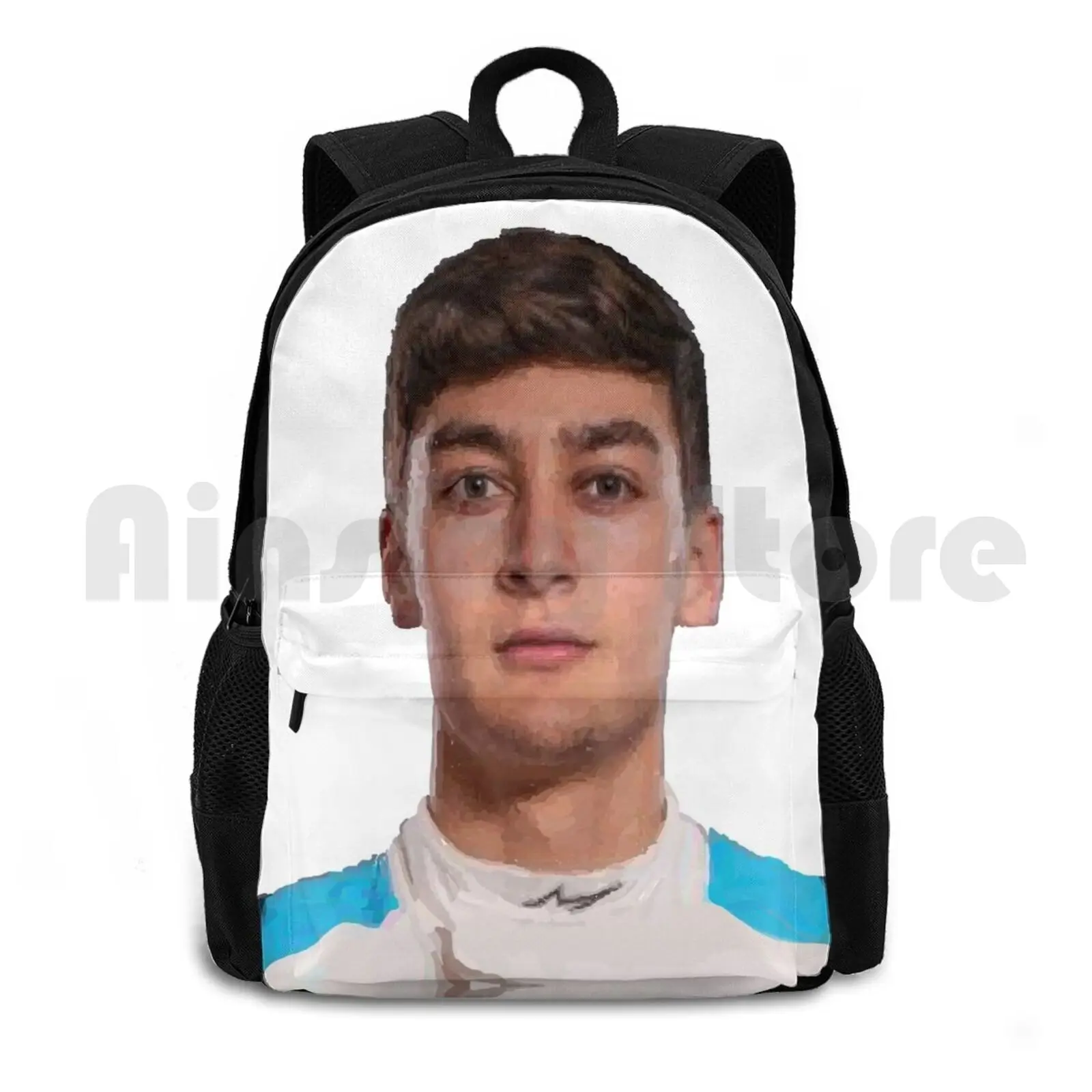 George Russell Painting Outdoor Hiking Backpack Waterproof Camping Travel George Russell George Russell Auto Sport Race Car