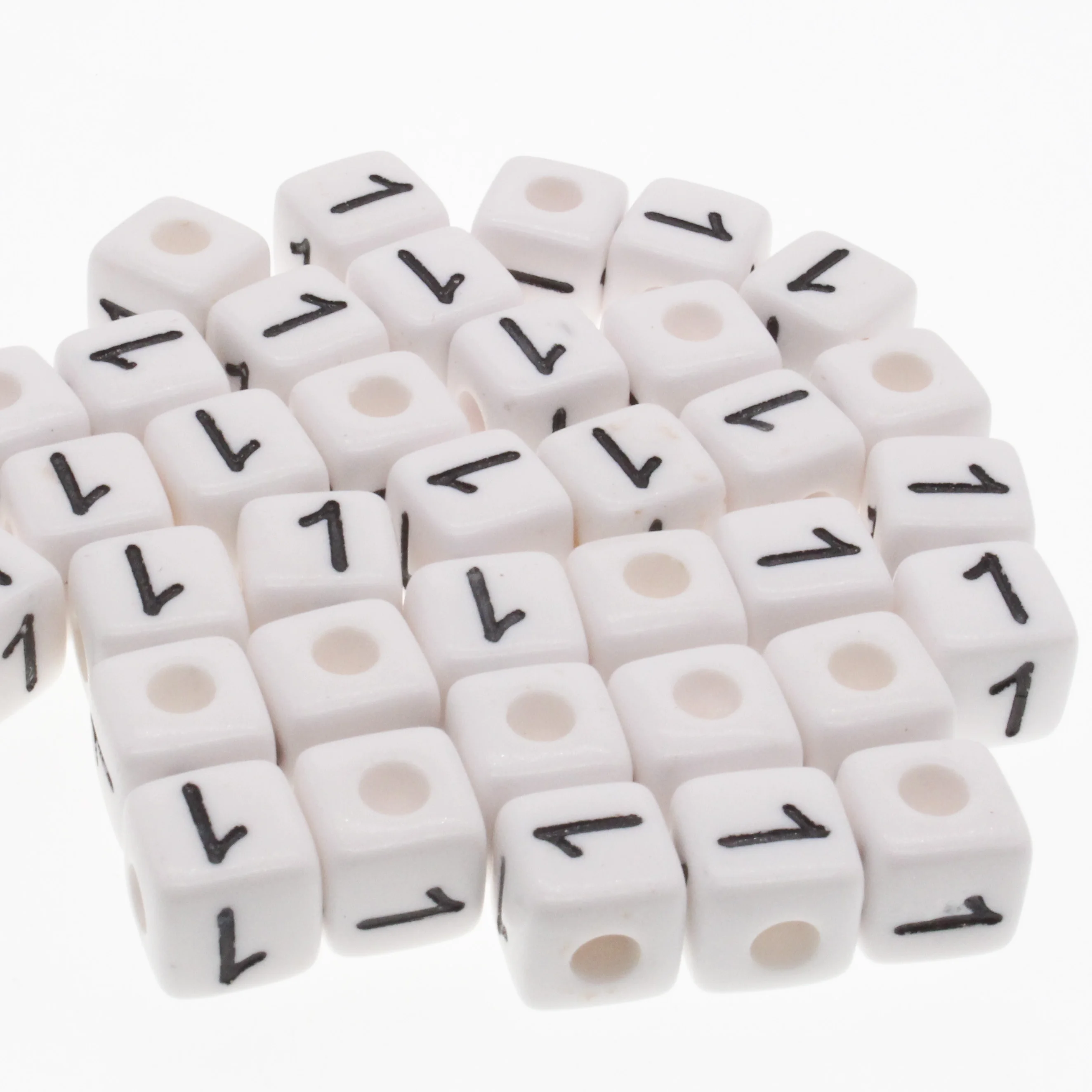 CHONGAI 20/50Pcs Cube Acrylic Number Beads Single Number 0-9 White Square Bracelet Jewelry Making Beads 10*10mm