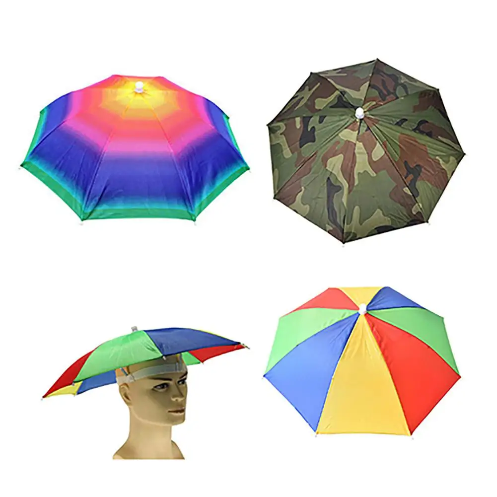 Adjustable Headband Sun Rain Outdoor Sport Foldable Fishing Umbrella Hat Cap