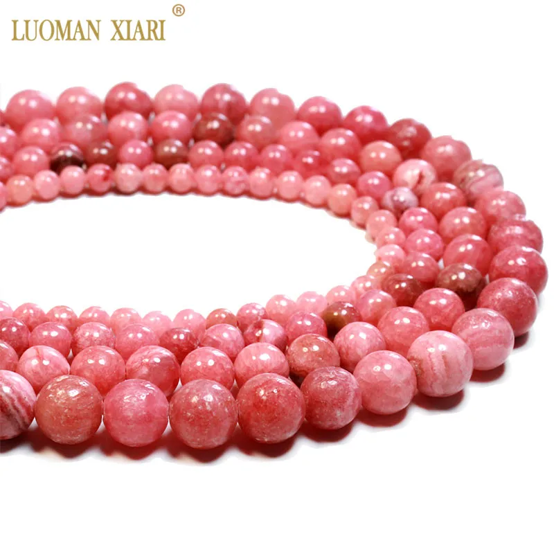 Fine Natural Argentina Rhodochrosite Red Round Stone Beads For Jewelry Making DIY Bracelet 4/6/8/10/12 mm Strand 15\'\'