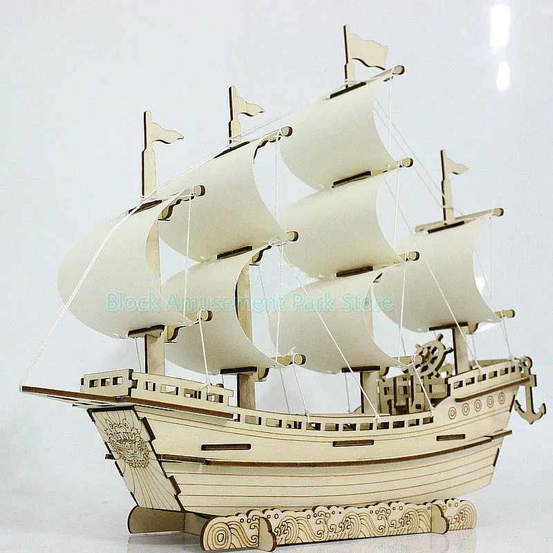 Sailboat-子供向けの教育用3Dパズル,木製建築玩具,クローモデル