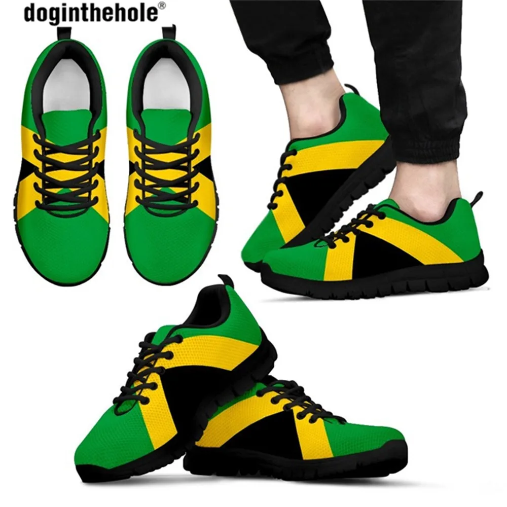 Doginthehole Women Sneakers Jamaica Flag 3D Print Youth Girl Trainer Walking Shoes Summer Casual Mesh Zapatos Mujer Flat Shoes