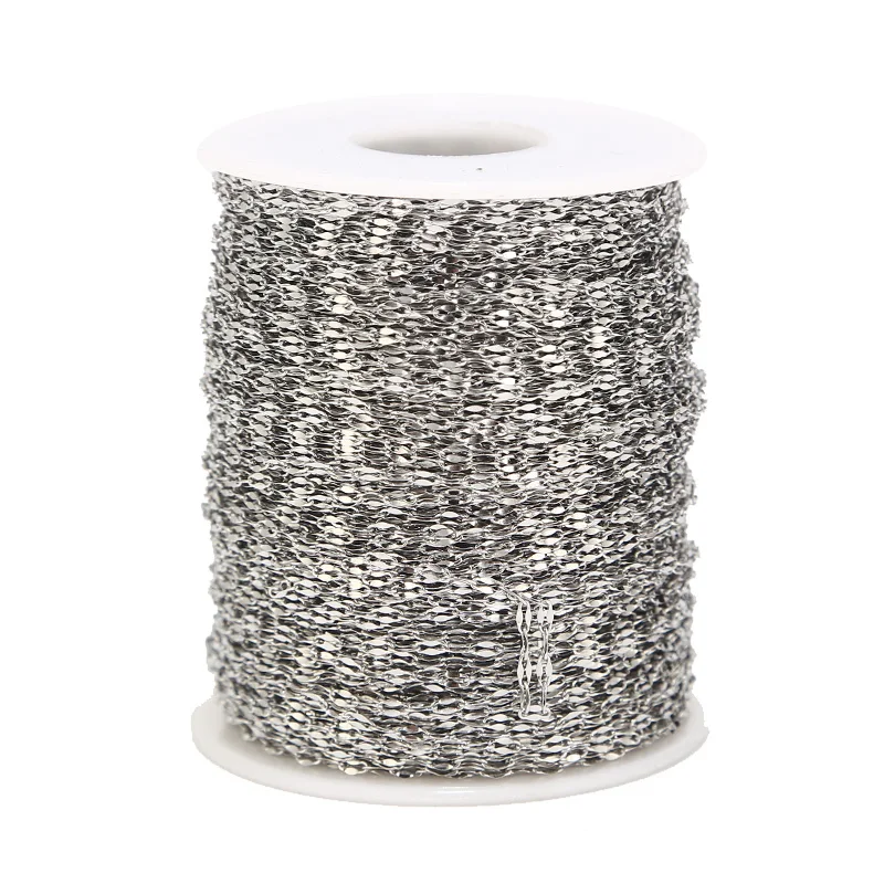 2M Stainless Steel Gold Flat Oval Filled Cable Chain for DIY Jewelry Making Findings Wholesale Chains