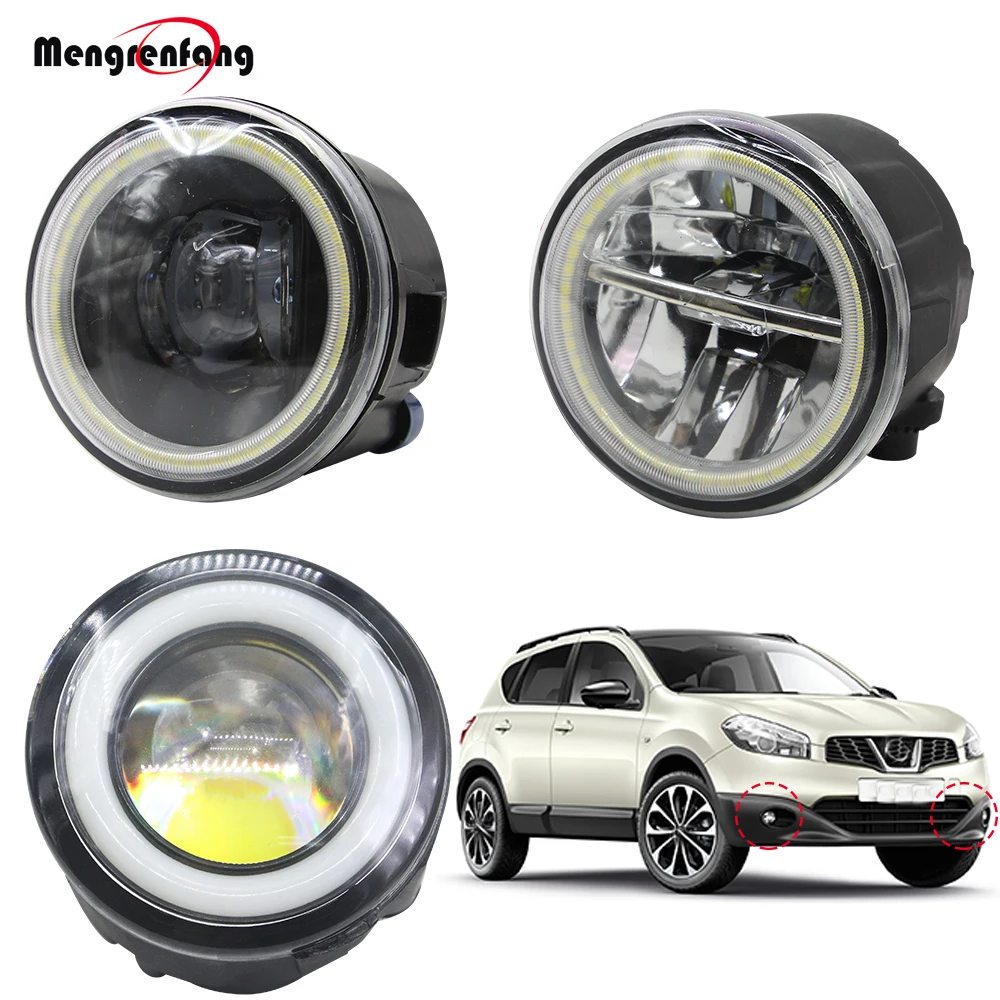 2 X Car Fog Light 4000LM LED Halo Ring Angel Eye DRL Daytime Running Light 12V For Nissan Qashqai J11 J11_ 2013-2018