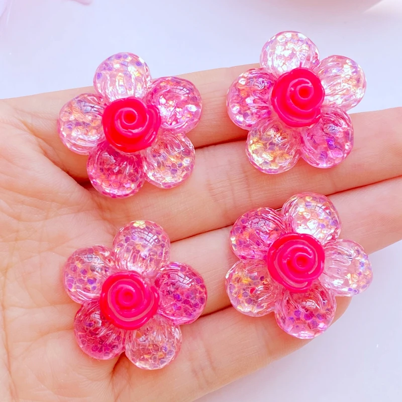 10Pcs New Cute Mixed Shining Rainbow / Flower Flat back Resin Cabochons Scrapbooking DIY Jewelry Craft Decoration Accessorie