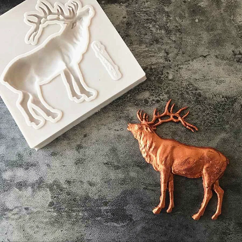 Christmas Deer Shape Silicone Mold DIY Epoxy Series Cake Baking Decoration Chocolate Elk Resin Moulds