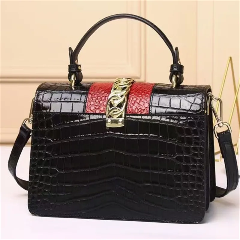 New style leather handbag alligator belly single shoulder bag fashion small square bag air bag messenger bag