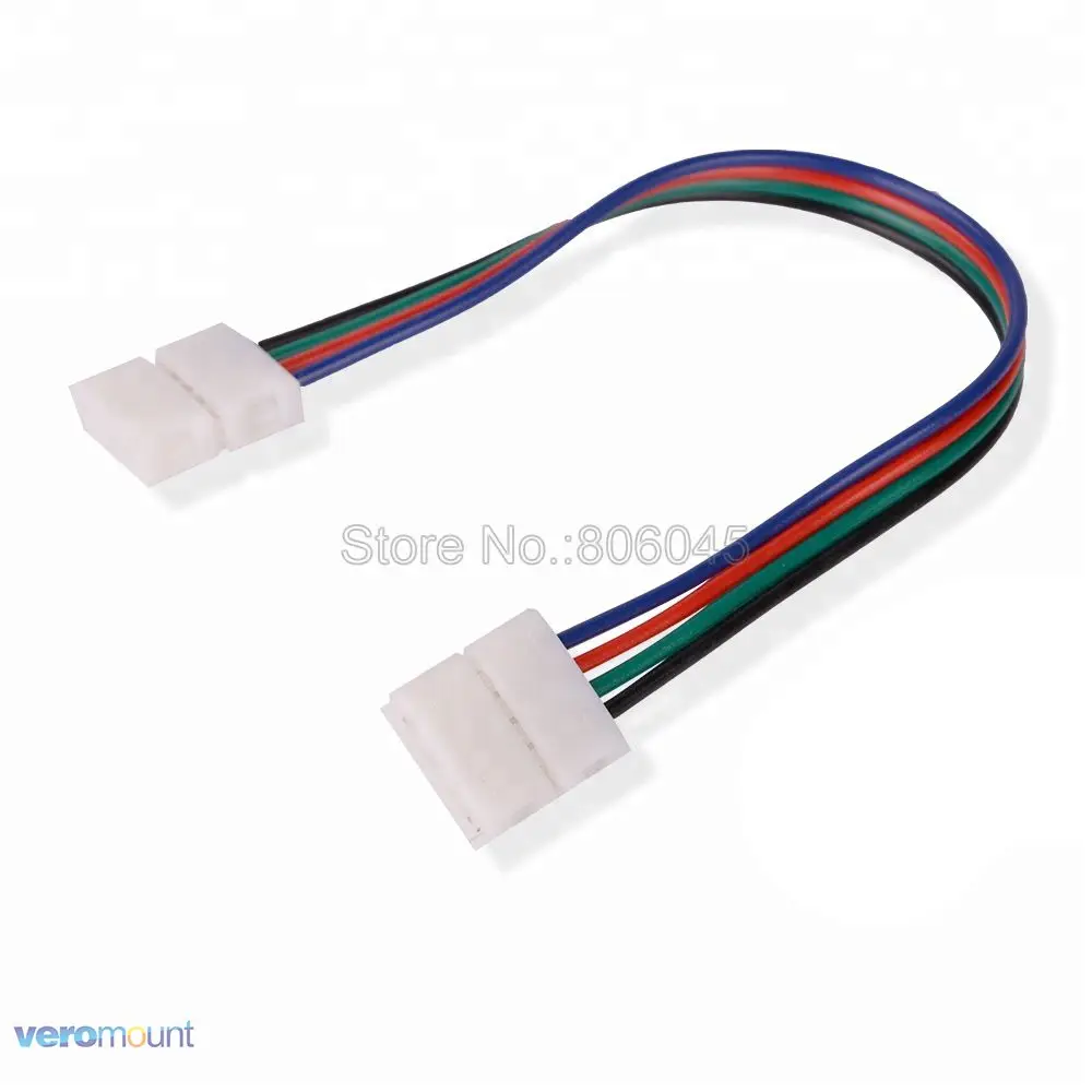 4Pin Solderless RGB LED Connector Cable 1-Way Strip to Controlller 2-Way Strip to Strip Connector for 10mm 5050 SMD RGB Strips