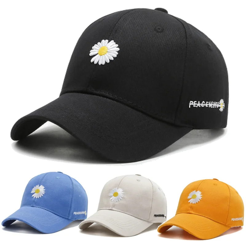 2021 Hot New Women Men Tennis Caps Baseball Cap Female Daisies Summer Outdoor Adjustable Embroidered Women Trucker Hats Dad Hat