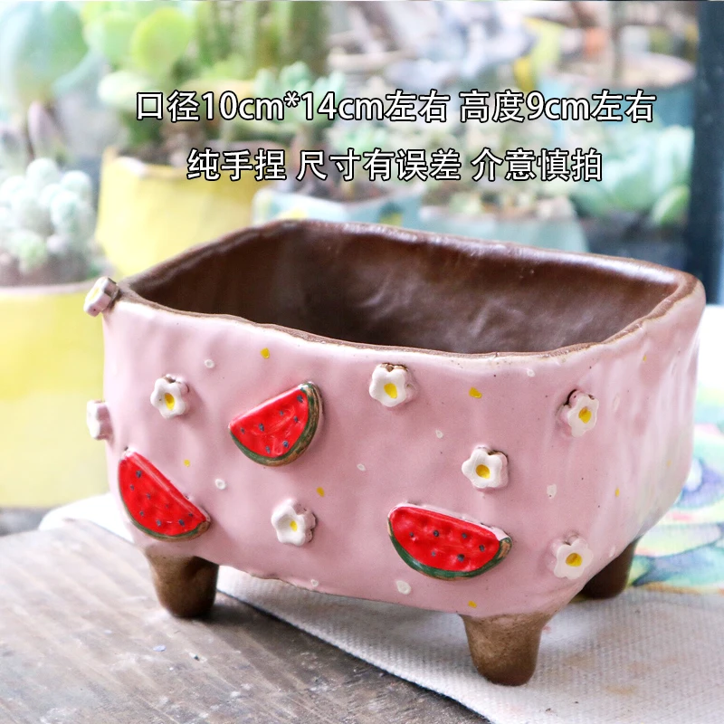 Pp Platter Raw Stone Flower Multi-meat Flower Basin Cool Lovely Strawberry Watermelon Fruit Multi-meat Large Pot