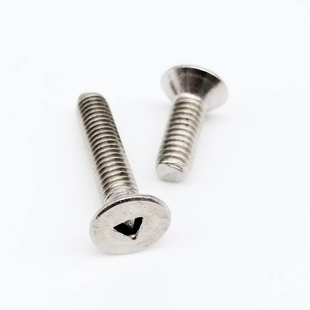 HZYUEGOU 10 Stück M2 M3 M4 A2-70 304 Edelstahl Sicherheitsschrauben mit dreieckigem Schlitz, rundem Kopf und flachem Senkkopf – Detail 5