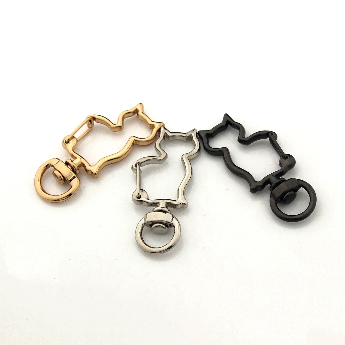 1pcs Metal Cat Shape Snap Hook New Style Clips Spring Gate Leather Craft Tiny Pet Leash Bag Strap Webbing Keychain Hooks DIY