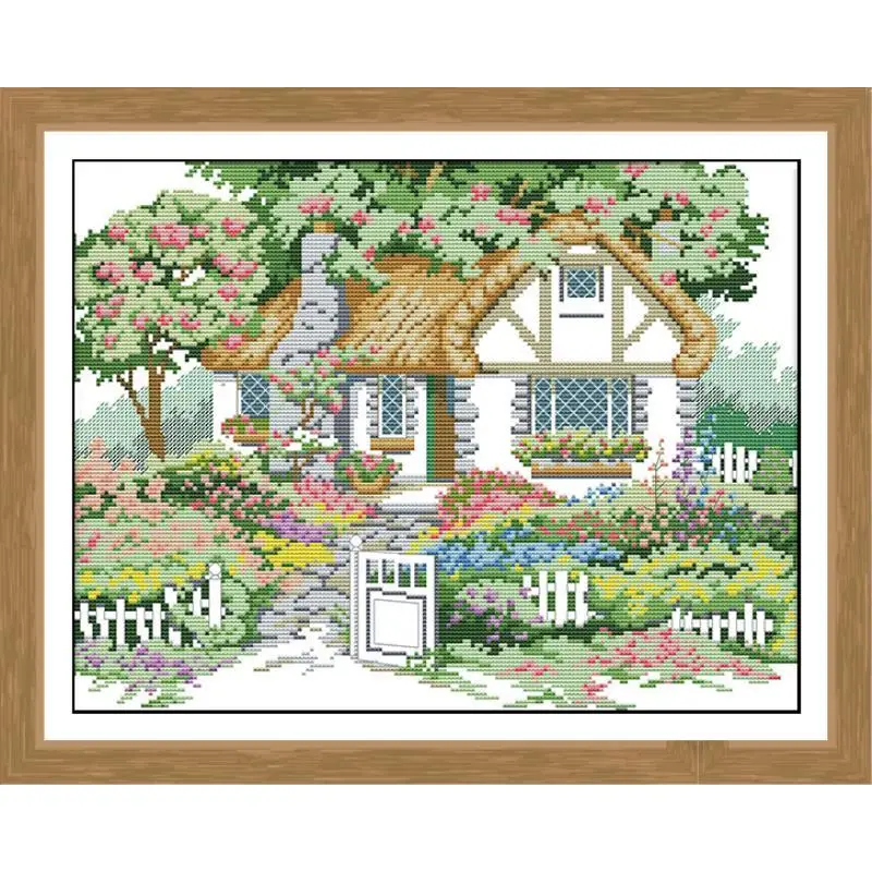 Printing pattern cross stitch kit garden villa landscape pattern 14CT11CT needlework embroidery kit DIY home decoration painting