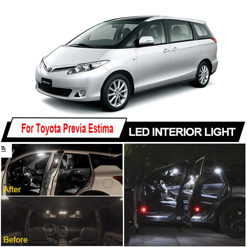 Canbus Auto LED Interior Dome Map Trunk Light Kit For Toyota Previa Estima 1991-2018Glove Box License Plate Lamp Car Accessories