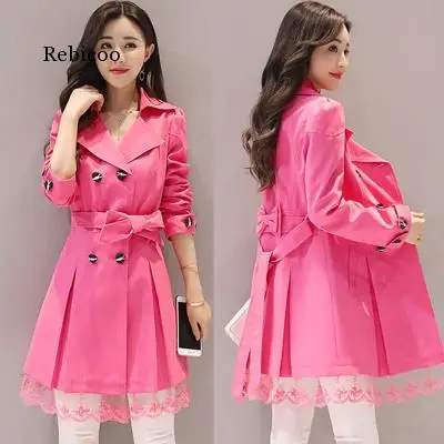 Spring/autumn Coat Women Long Sleeve Trench Coat Lace Long  Trench Coat For Women  Trench Coat Women Trench