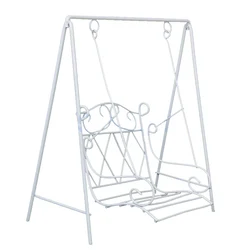 1/12 Dollhouse Miniature Garden Furniture White Metal Swing European Style For Doll House Accessories Toy Gift WG010B