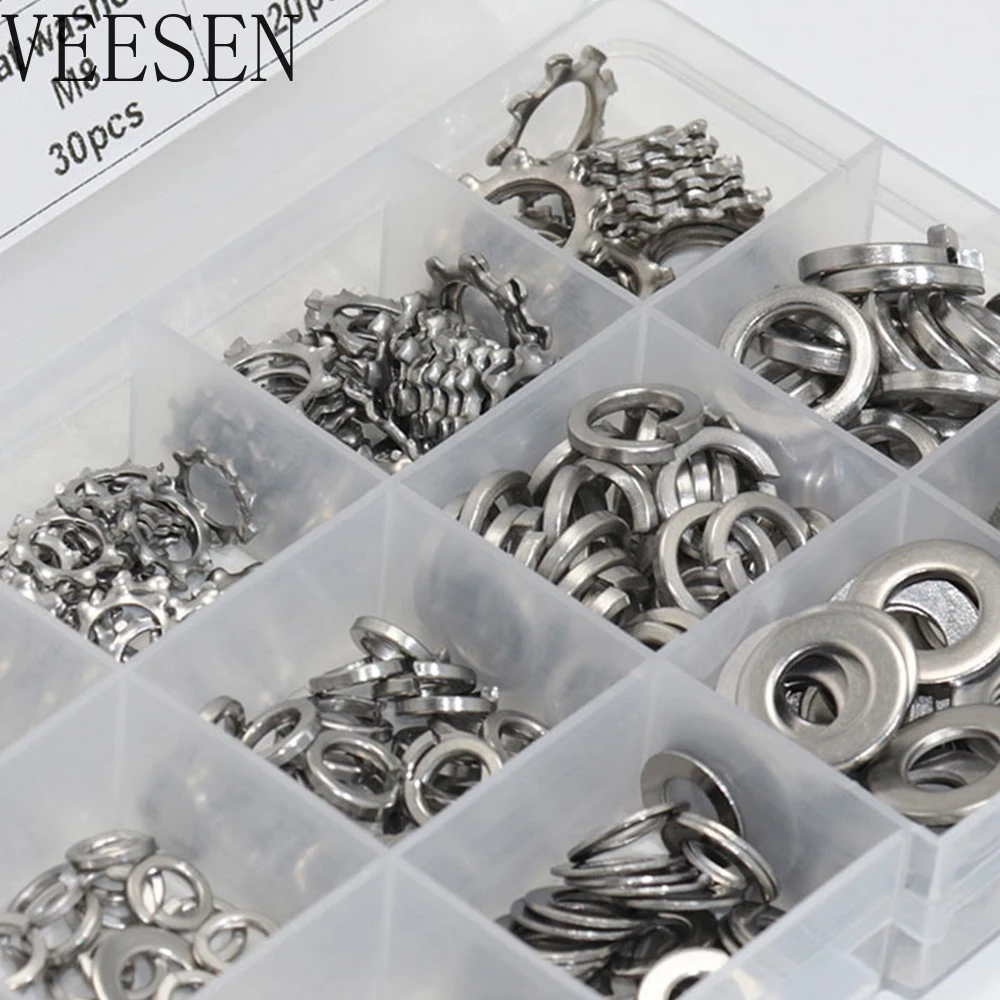 

460pcs Stainless Steel Flat Washer + Carbon Split teeth lock Aossortment Kits