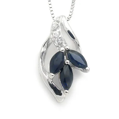 100% Natural Black Sapphire Pendant for Daily Wear 2.5mm*5mm Sapphire Necklace Pendant 925 Silver Sapphire Jewelry