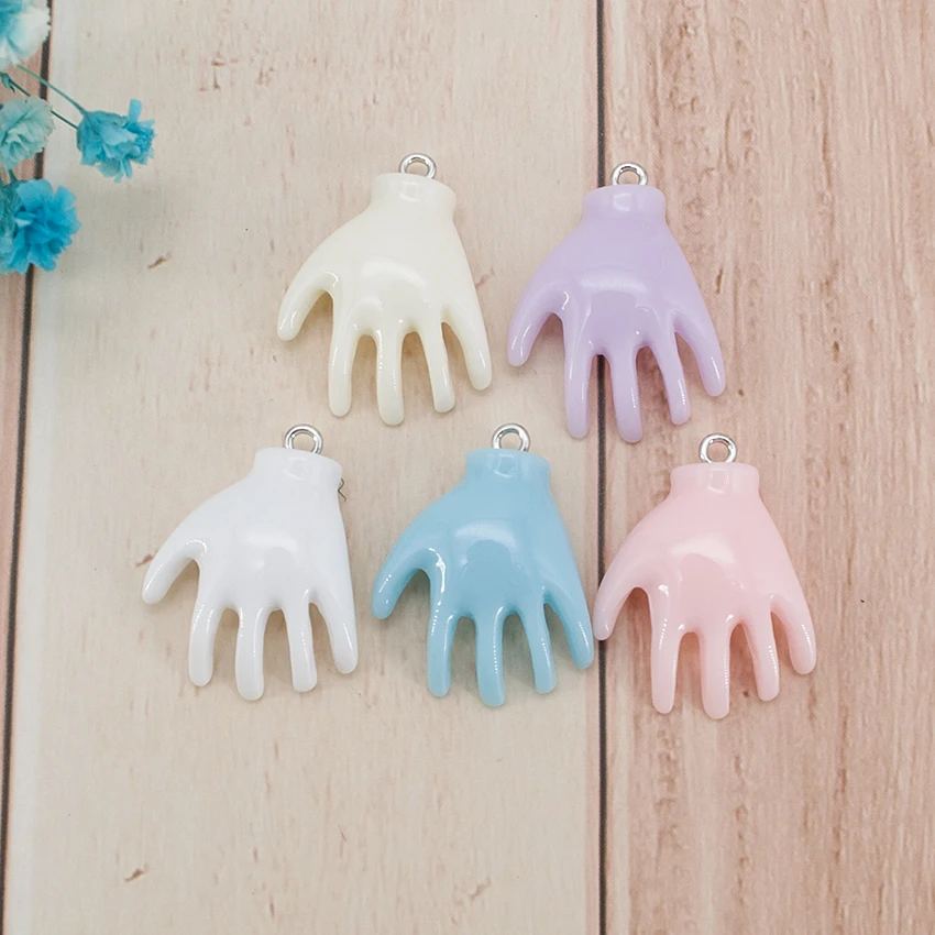 10PCS/Lot Angel Palm Halloween Creepy Jewelry Punk Hand Resin Crafts For DIY Making Gothic Necklace Earring Pendants