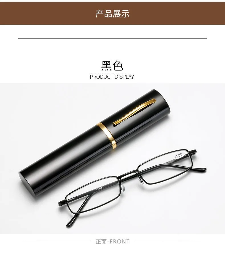 +1,5 2,0 2,5 Lesebrille für Damen und Herren, ultraleicht, tragbar, Mini-Weitsichtbrille, Metall-Presbyopie-Brille mit Dioptrien, inklusive Etui – Detail 9