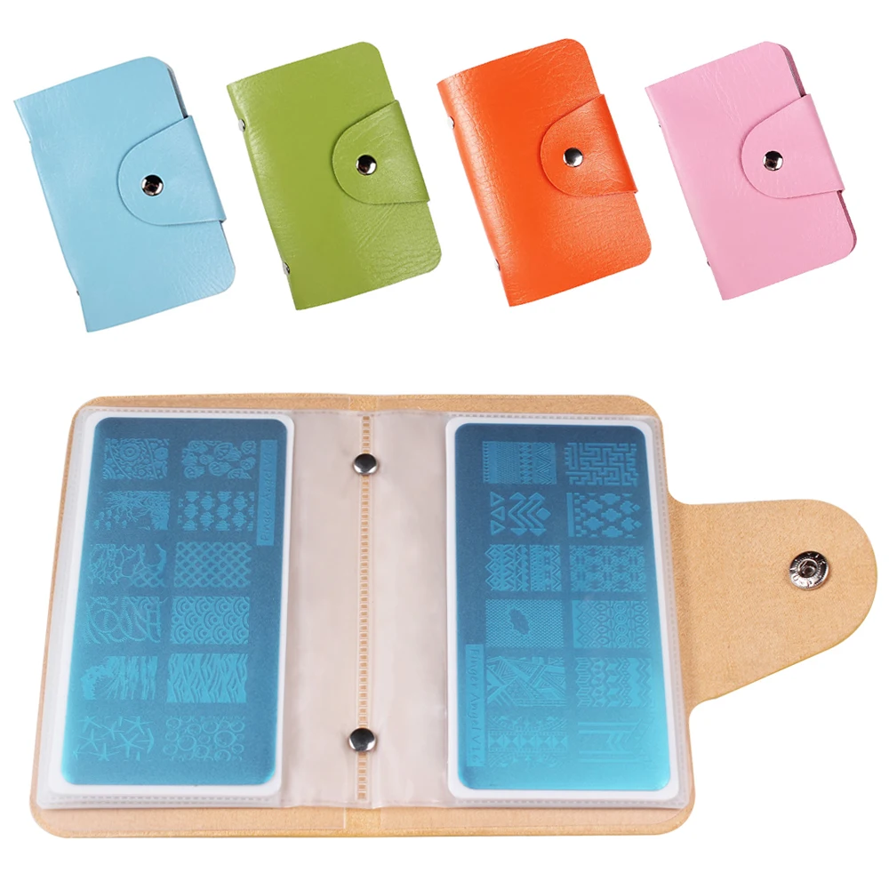 20Slots 12Color Nail Stamping Holder Organizer Rectangular Nail Art Stamp Card Bag Steel Plate Stencil Album Storage For 6*12cm