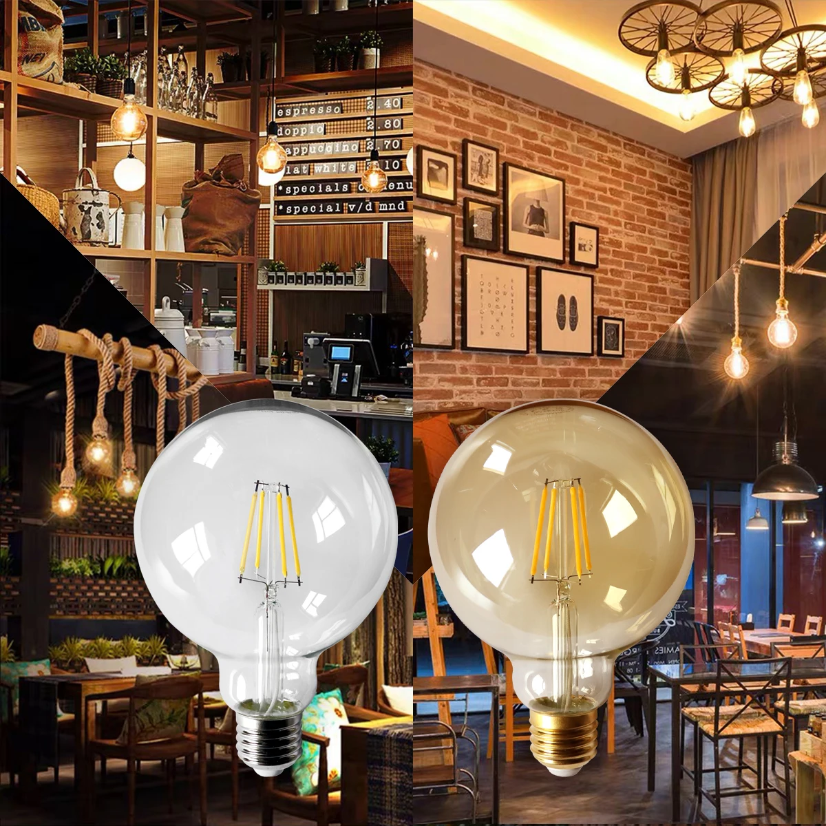 4pcs/lot 2022 Rushed Sale Ce Rohs Decor Retro Edison Led Filament Bubble Ball Bulb G95 E27 6w 220v For Home Bedroom Decoration