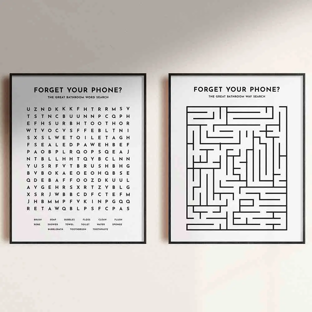 

Black White Minimalism Wall Art Canvas Poster And Print Forget Your Phone Bathroom Quote Canvas Painting Picture For Bedroom