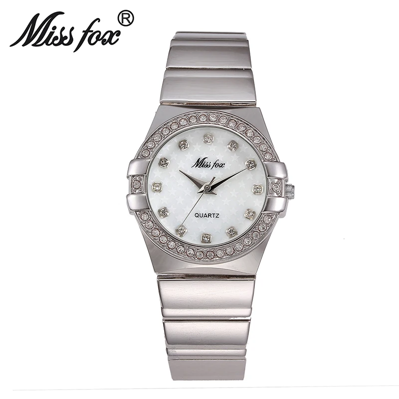 MISSFOX Gold Watch Fashion Brand Rhinestone Relogio Feminino Dourado Timepiece Women Xfcs Grils Superstar Original Role Watches