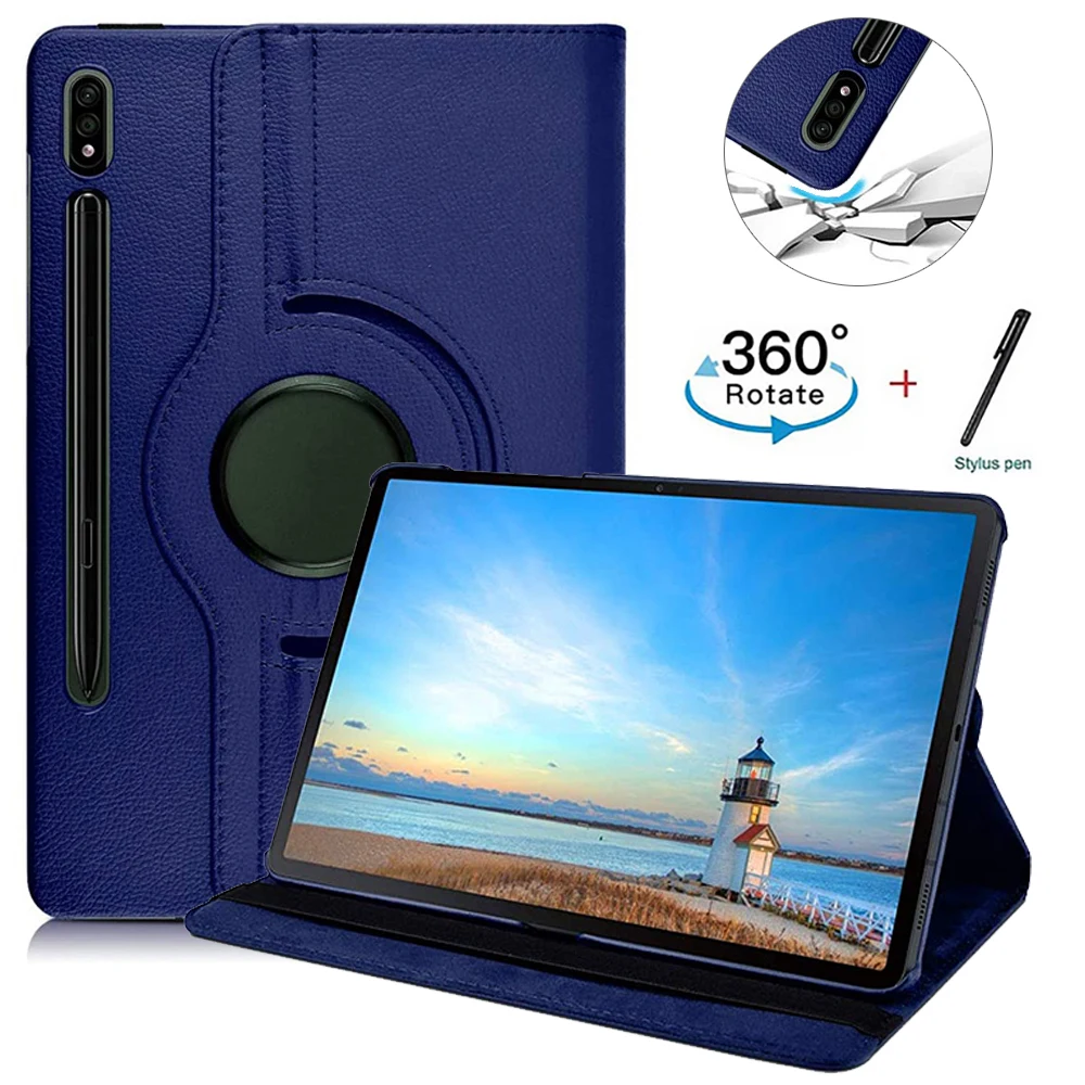 

Вращающийся на 360 градусов чехол для Samsung Galaxy Tab S7 11 ", Премиум складной чехол-подставка из искусственной кожи с несколькими углами для Tab S7 ...