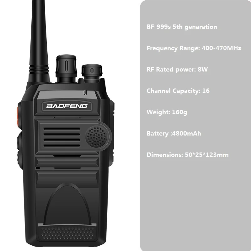 Imagem -04 - Baofeng Bf-999s High Power Walkie Talkie Transceptor fm Carregamento Usb Diretamente Atualizado Rádio Bidirecional 50km 8w 4800mah High Power Bf-999s