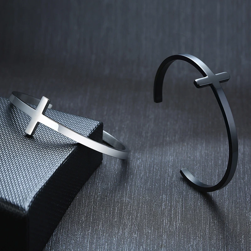MEN CUFF BRACELET ,SIDEWAYS CROSS BRACELET,STAINLESS STEEL HOLY RELIGIOUS BRACELETS, MENS JESUS CHRISTIAN RELIGIOUS JEWELRY