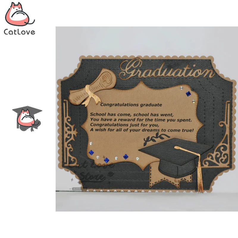 Bachelor Cap Graduation Hat Metal Cutting Dies Scrapbooking Stencil Die Cuts Card Making DIY Craft Embossing New Dies For 2019