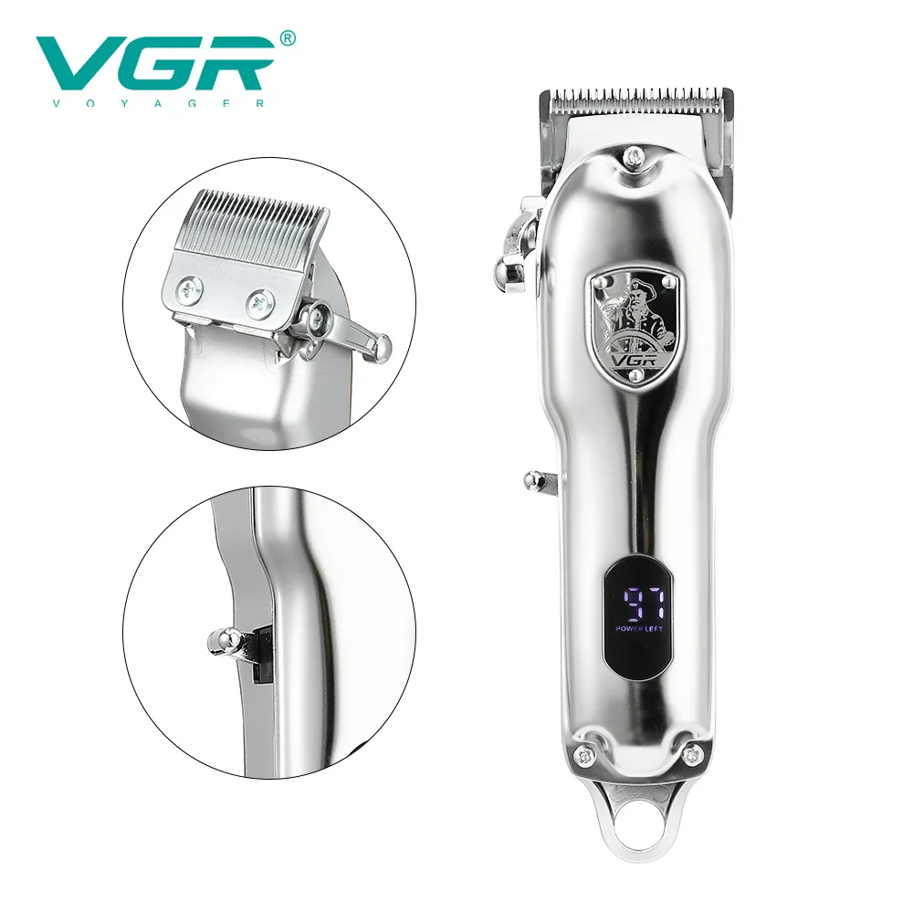 VGR-cortadora de pelo V-652, máquina eléctrica recargable, profesional, para cuidado Personal, USB, LCD, para Barbero, VGR 652