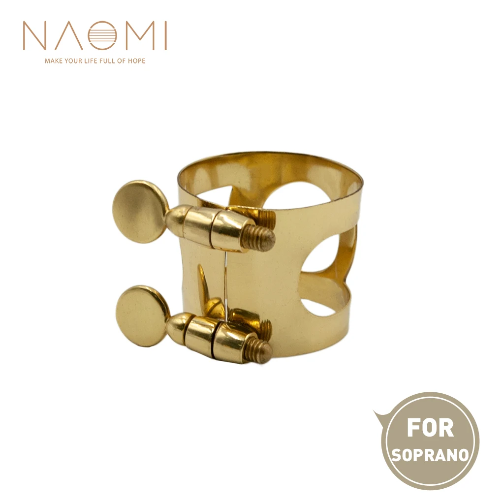 NAOMI Soprano Sax Mouthpiece Ligature Metal Ligature For Soprano Saxophone Mouthpiece With Double Screws Woodwind Parts