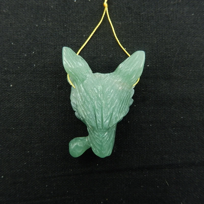 

Natural Stone Green Aventurine Handmade Animal Wolf Head Fashion Pendant Bead 45x33x22mm 23.4g