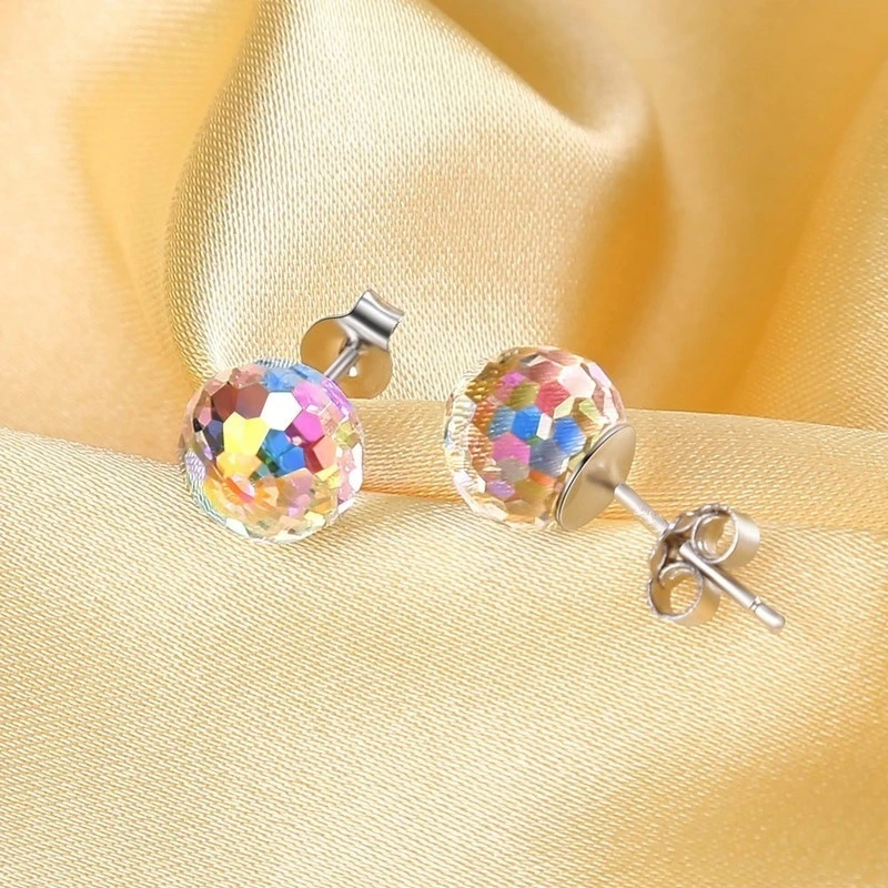 Fashion  Crystal Stud Earrings Women Aurora Crystals Charm Earring Wedding Jewelry Gift