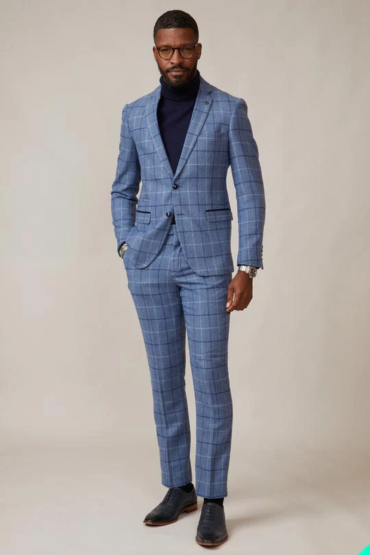 Traje de boda de invierno para hombre, Blazer a cuadros de Tweed para fiesta de novio, ropa de negocios, abrigo (chaqueta + pantalones), 2 piezas