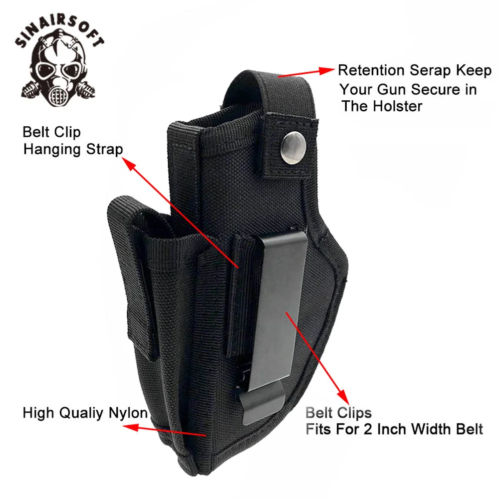 Tactical Magazine Holster Concealed Carry Belt Metal Clip Nylon Bag Airsoft Hunting Holsters For Articles All Sizes Handguns