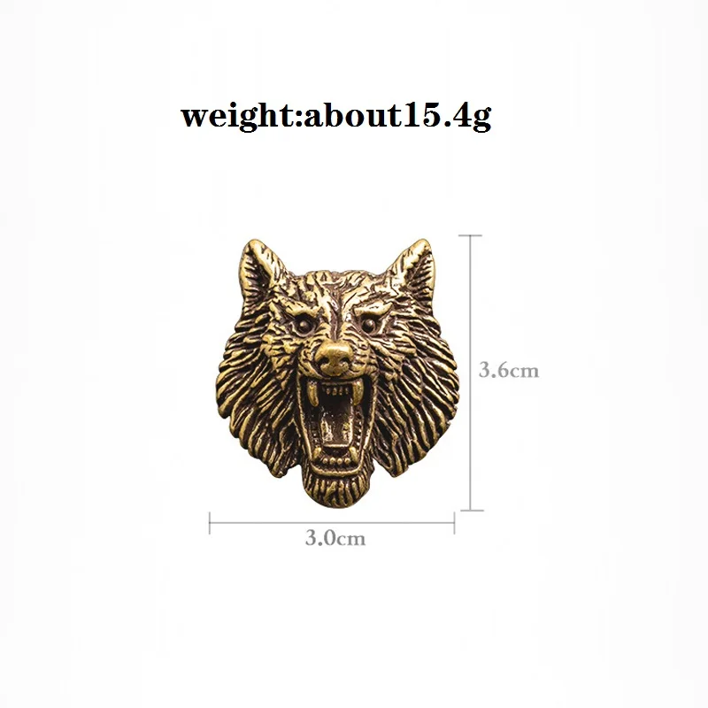 Pure Brass Wolf Head Decorative Buckle Retro Fashion Wallet Rivet Button DIY Leather Bag Backpack Belt Screw Buckles Accessories