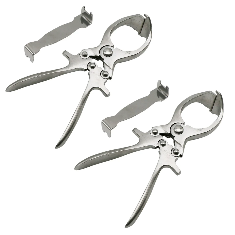 2Pc Stainless Steel Bull Testis Remove Clamp Veterinary Tool Male Sheep Bloodless Castration Scrotum Plier Farm Animal Equipment