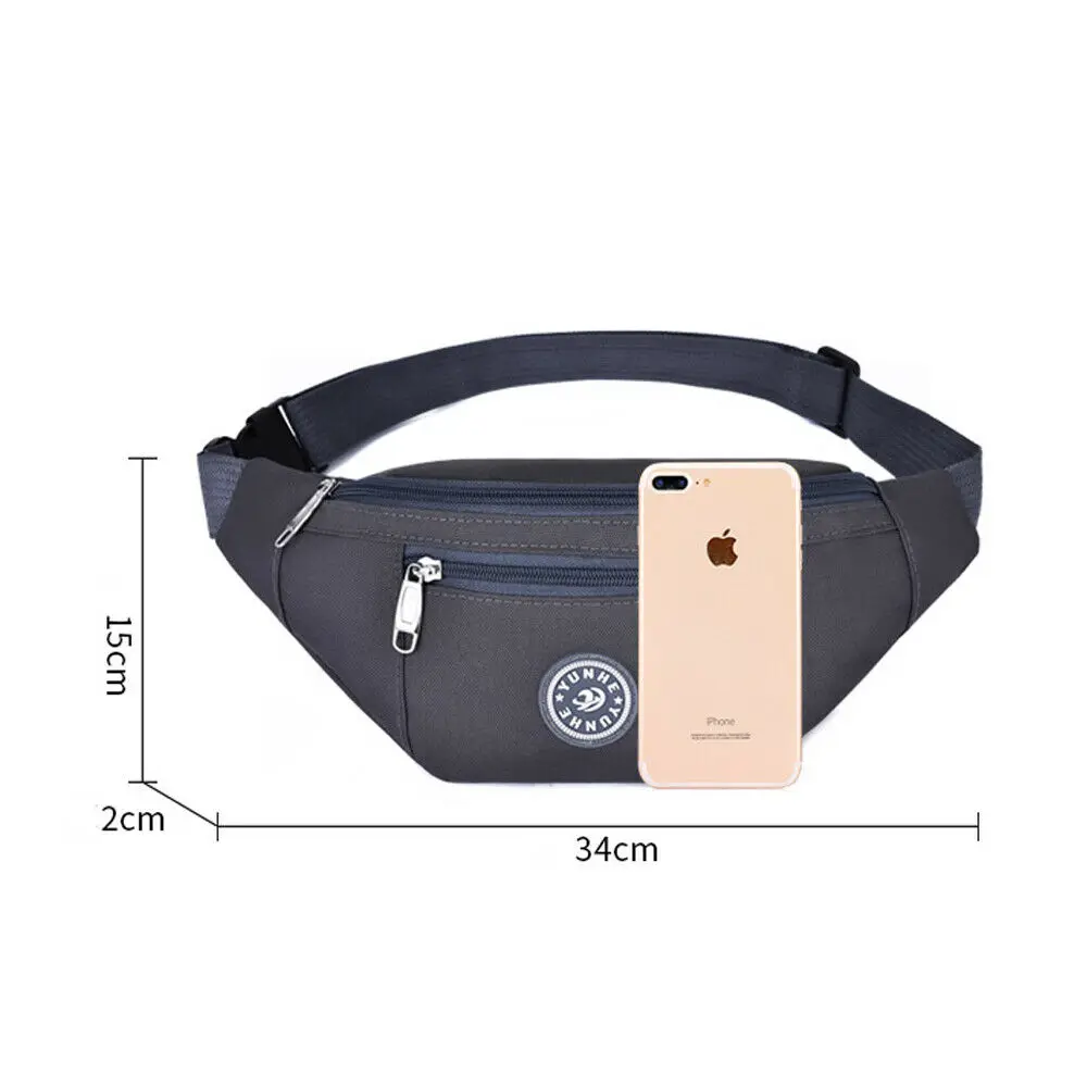 New Fashion Men Women Waist Bum Bag Fanny Pack Belt Money Pouch Wallet Zip Travel Hiking Bag Black Blue Red Gray