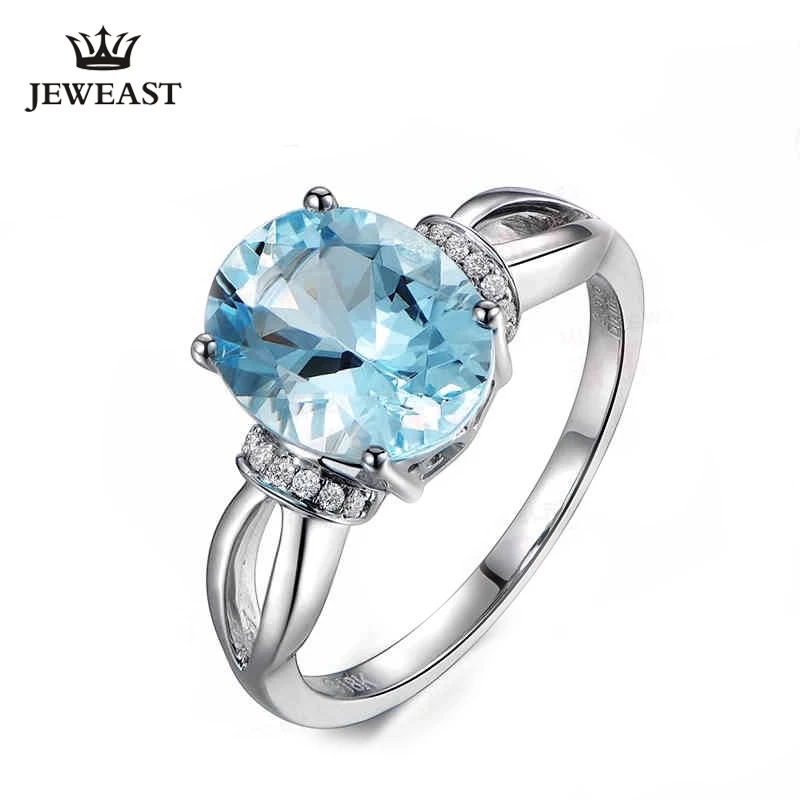 

ML Natural Aquamarine 18K Pure Gold 2023 New Hot Selling Top Ring Women Heart Shape Ring For Ladies Woman Genuine Jewelry