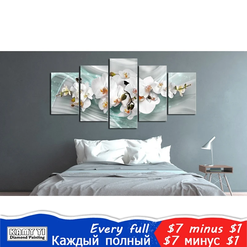 

5pcs/set Needlework Diamond Embroidery Diy Diamond Mosaic Painting Rhinestones Cross Stitch Diamond Painting Dream Flower Decor