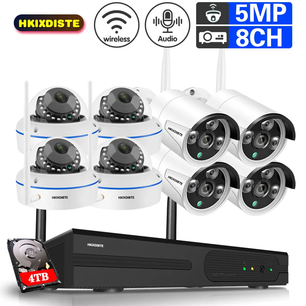 

8CH IP Camera Wifi NVR Kit CCTV System 5MP Outdoor Waterproof Bullet Wifi Monitoring Camera Video Surveillance System Set H.265