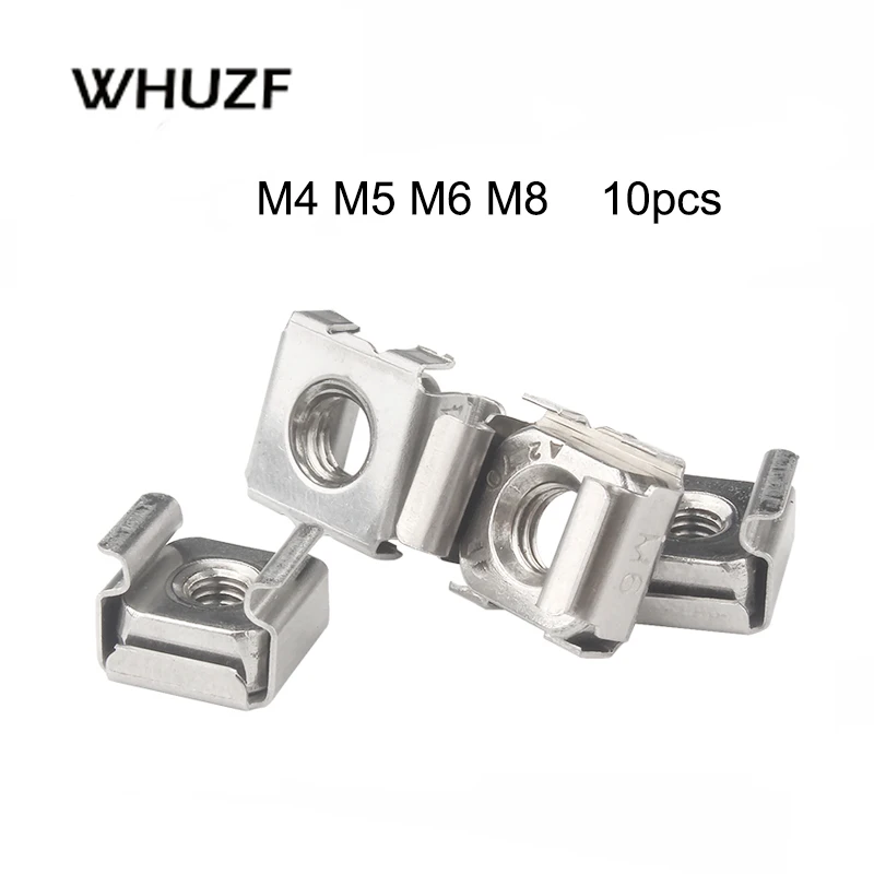 10pcs M4 M5 M6 M8 Steel Quartet Cabinet nuts Floating Nut Cassette Elastic Enclosure Card Cage Nuts