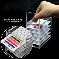 GLAMLASH False Eyelashes Storage Box 5 Layers Acrylic Pallet Lash Holder Display Stand Tools