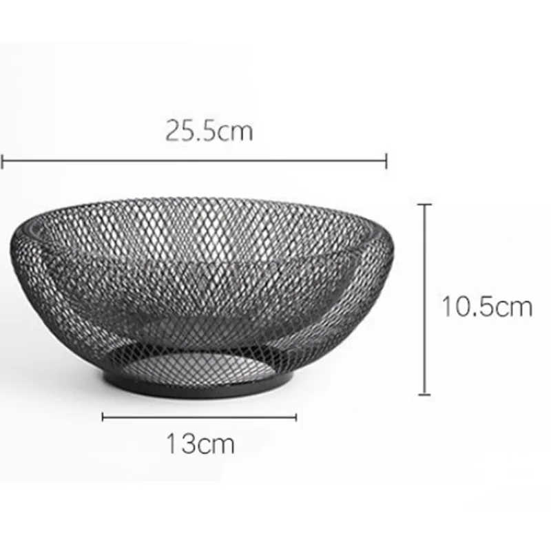 Hot Metal Mesh Creative Countertop Fruit Snacks Basket Bowl Stand for Kitchen, Large Black Decorative Table Centerpiece Holder f