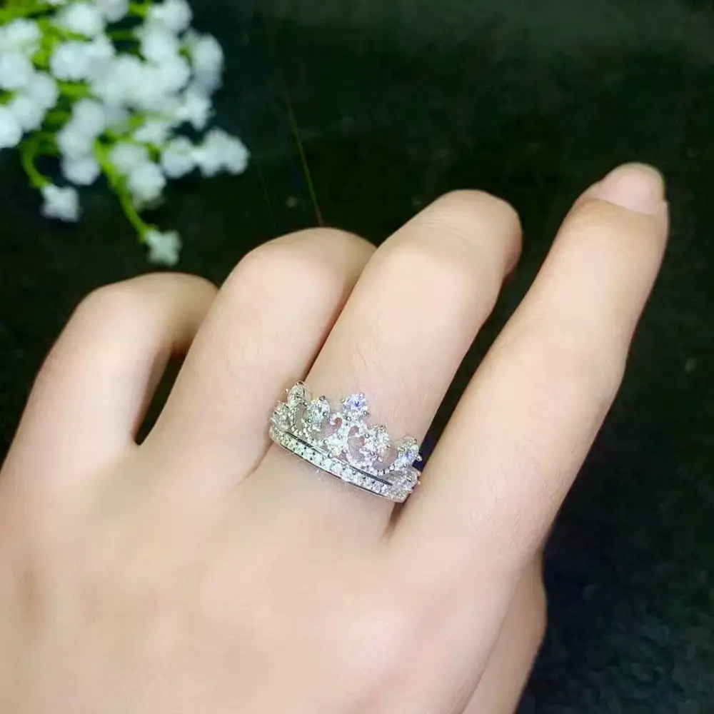 moissanite  Crown Ring, Queen, 925 Silver Diamond, Birthday Wedding Gift