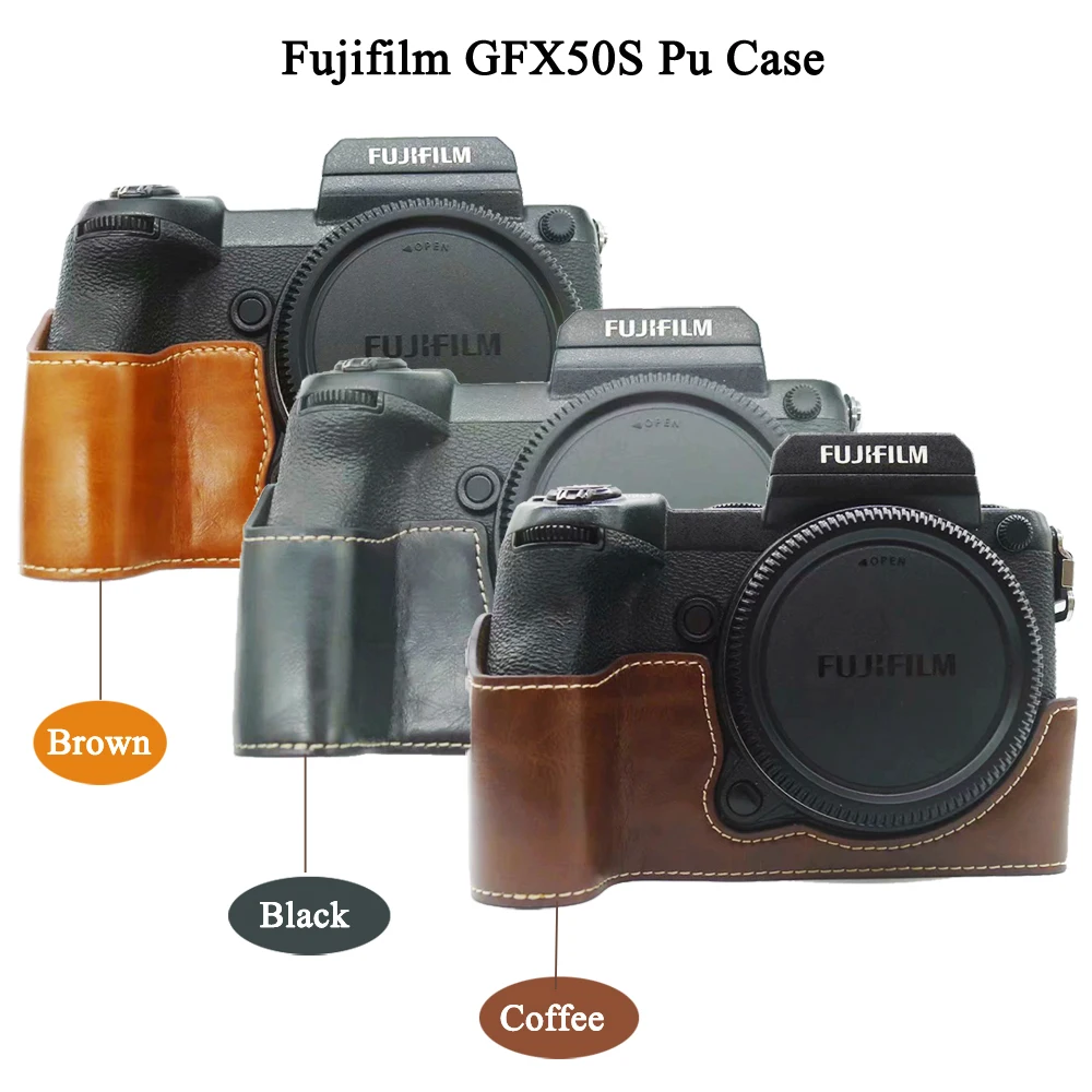 

PU Leather Camera Case Half Body Cover For FujiFilm GFX50S GFX 50S GFX50R GFX-50R